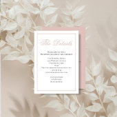 Blush Pink Elegant Kalligrafie Details RSVP Informatiekaartje
