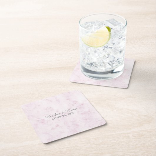 Blush Pink Elegant Marble Wedding Kartonnen Onderzetters (Insitu)