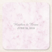 Blush Pink Elegant Marble Wedding Kartonnen Onderzetters (Voorkant)