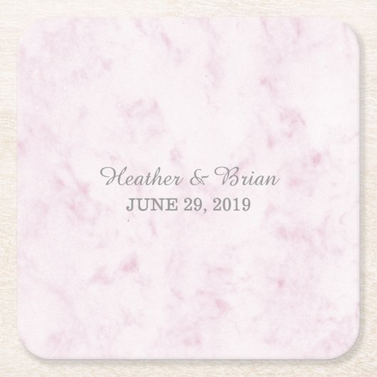 Blush Pink Elegant Marble Wedding Kartonnen Onderzetters (Voorkant)