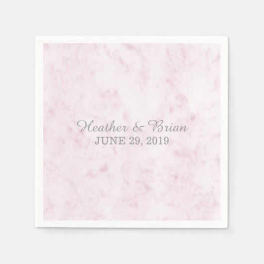 Blush Pink Elegant Marble Wedding Servet (Voorkant)