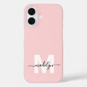 Blush Pink Elegant Minimal Name Monogram Case-Mate iPhone Case (Achterkant)