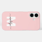 Blush Pink Elegant Minimal Name Monogram Case-Mate iPhone Case (Achterkant (horizontaal))