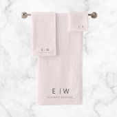Blush Pink Elegant Minimalist Monogram Naam Bad Handdoek