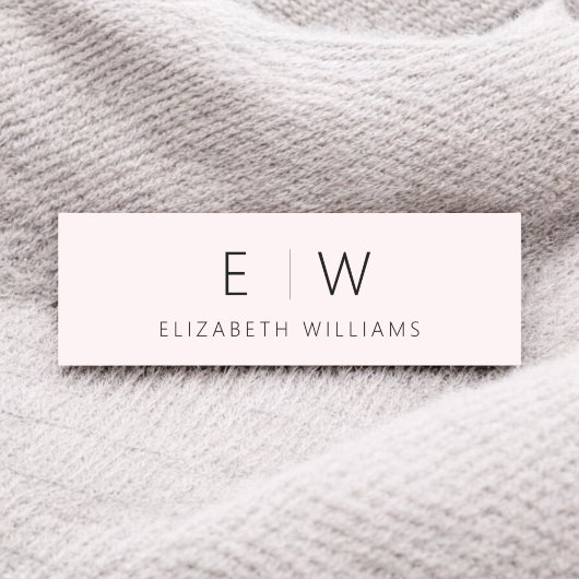 Blush Pink Elegant Minimalist Monogram Naam Naamplaatje