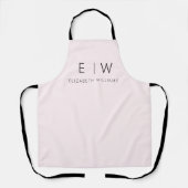 Blush Pink Elegant Minimalist Monogram Naam Schort (Voorkant)