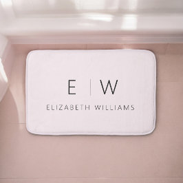 Blush Pink Elegant Modern Minimalistisch Monogram  Badmat