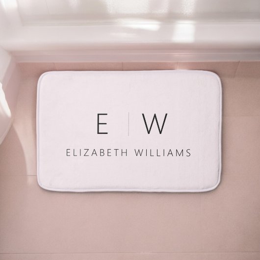 Blush Pink Elegant Modern Minimalistisch Monogram  Badmat