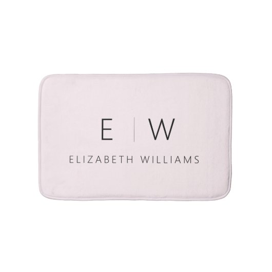 Blush Pink Elegant Modern Minimalistisch Monogram  Badmat (Voorkant)