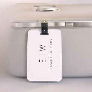 Blush Pink Elegant Modern Minimalistisch Monogram Bagagelabel