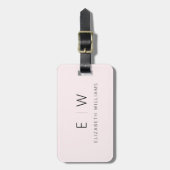 Blush Pink Elegant Modern Minimalistisch Monogram Bagagelabel (Voorkant verticaal)