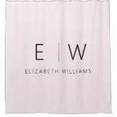 Blush Pink Elegant Modern Minimalistisch Monogram Douchegordijn (Voorkant)