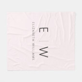 Blush Pink Elegant Modern Minimalistisch Monogram Fleece Deken (Voorkant (Horizontaal))
