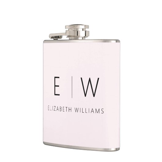 Blush Pink Elegant Modern Minimalistisch Monogram  Heupfles (Links)
