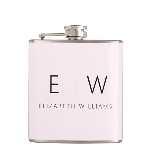 Blush Pink Elegant Modern Minimalistisch Monogram  Heupfles (Voorkant)