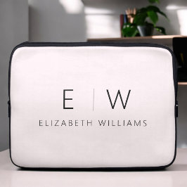 Blush Pink Elegant Modern Minimalistisch Monogram  Laptop Sleeve