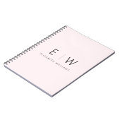 Blush Pink Elegant Modern Minimalistisch Monogram  Notitieboek (Linkerzijde)