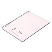 Blush Pink Elegant Modern Minimalistisch Monogram  Notitieboek (Linkerzijde)