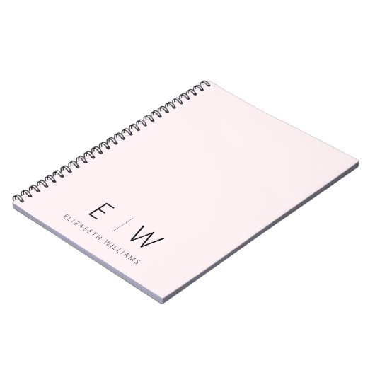 Blush Pink Elegant Modern Minimalistisch Monogram  Notitieboek (Linkerzijde)