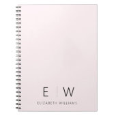 Blush Pink Elegant Modern Minimalistisch Monogram  Notitieboek (Voorkant)
