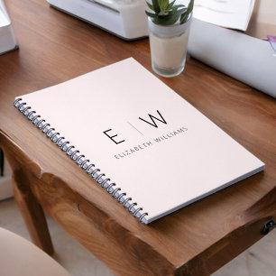 Blush Pink Elegant Modern Minimalistisch Monogram  Notitieboek