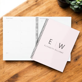 Blush Pink Elegant Modern Minimalistisch Monogram  Planner