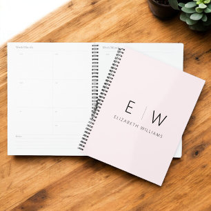 Blush Pink Elegant Modern Minimalistisch Monogram  Planner