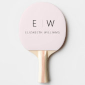 Blush Pink Elegant Modern Minimalistisch Monogram Tafeltennisbatje (Voorkant)