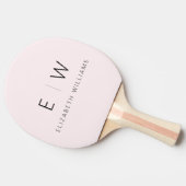 Blush Pink Elegant Modern Minimalistisch Monogram Tafeltennisbatje (Zijkant)