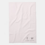 Blush Pink Elegant Modern Minimalistisch Monogram  Theedoek (Verticaal)