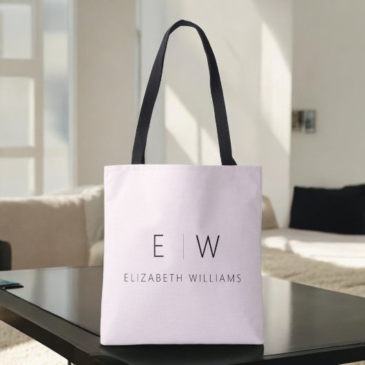 Blush Pink Elegant Modern Minimalistisch Monogram Tote Bag