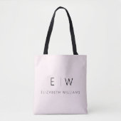 Blush Pink Elegant Modern Minimalistisch Monogram Tote Bag (Voorkant)