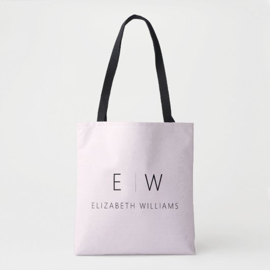 Blush Pink Elegant Modern Minimalistisch Monogram  Tote Bag (Voorkant)