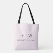 Blush Pink Elegant Modern Minimalistisch Monogram Tote Bag (Achterkant)
