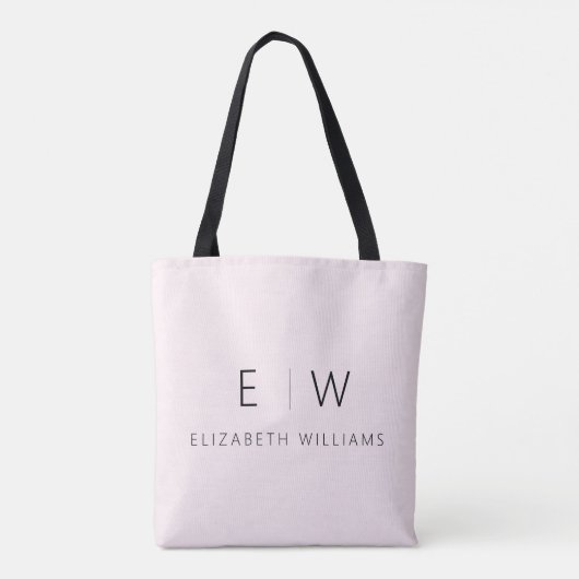 Blush Pink Elegant Modern Minimalistisch Monogram  Tote Bag (Achterkant)
