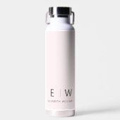 Blush Pink Elegant Modern Minimalistisch Monogram  Waterfles (Voorkant)