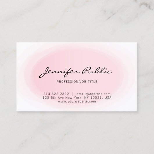 Blush Pink Elegant Moderne Minimalistische Typogra Visitekaartje (Voorkant)