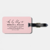 Blush Pink Elegant Monogram Naam Bagagelabel (Achterkant horizontaal)