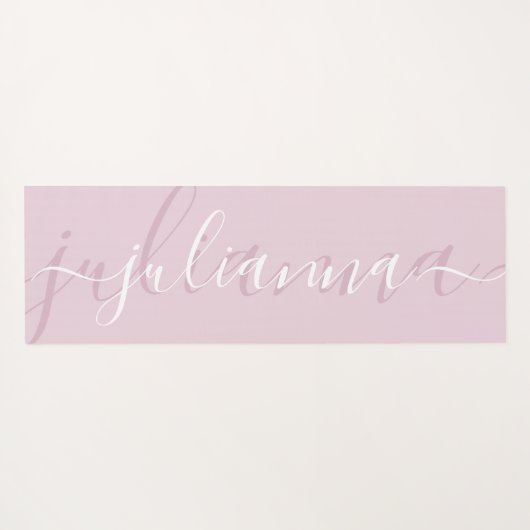 Blush Pink Elegant Naam Script Minimalist Custom Yogamat (Achterkant (horizontaal))