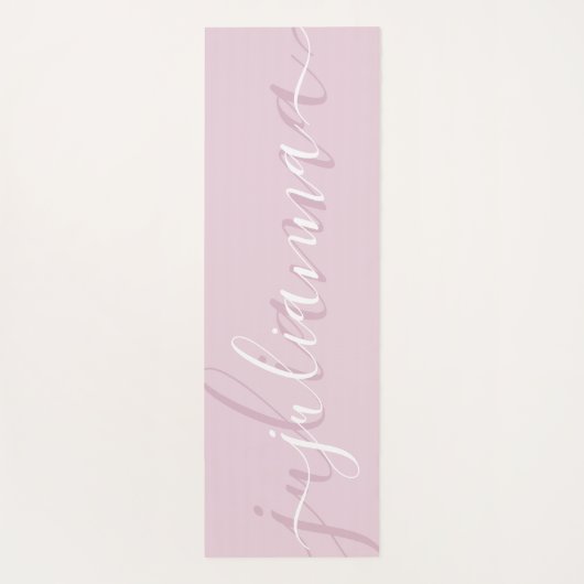 Blush Pink Elegant Naam Script Minimalist Custom Yogamat (Achterkant)