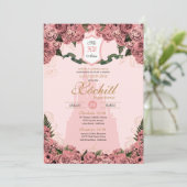 Blush Pink Elegant Princess Royalty Quinceanera Kaart (Staand voorkant)