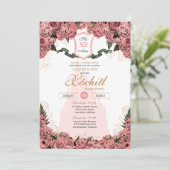 Blush Pink Elegant Princess Royalty Quinceanera Kaart (Staand voorkant)