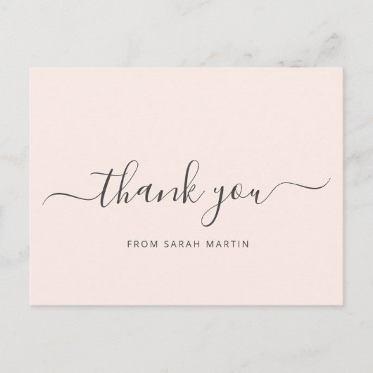 Blush Pink Elegant Script Business Hartelijk dank Briefkaart (Voorkant)