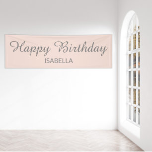 Blush Pink Elegant Script Happy Birthday Spandoek