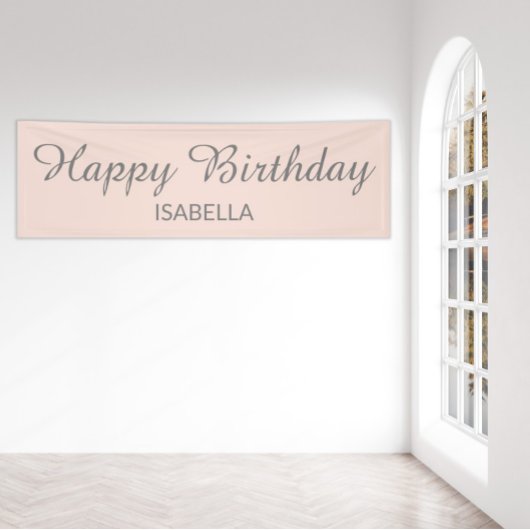 Blush Pink Elegant Script Happy Birthday Spandoek
