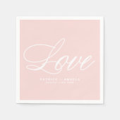 Blush Pink Elegant Script | Love Wedding Servetten (Voorkant)