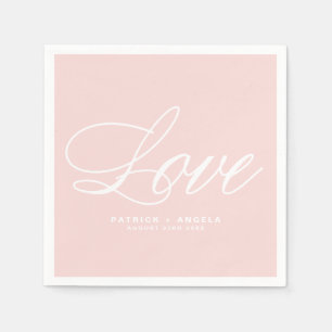 Blush Pink Elegant Script   Love Wedding Servetten