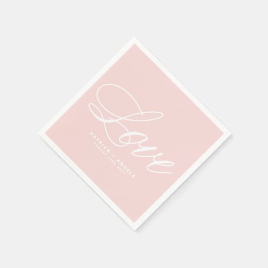Blush Pink Elegant Script | Love Wedding Servetten (Hoek)