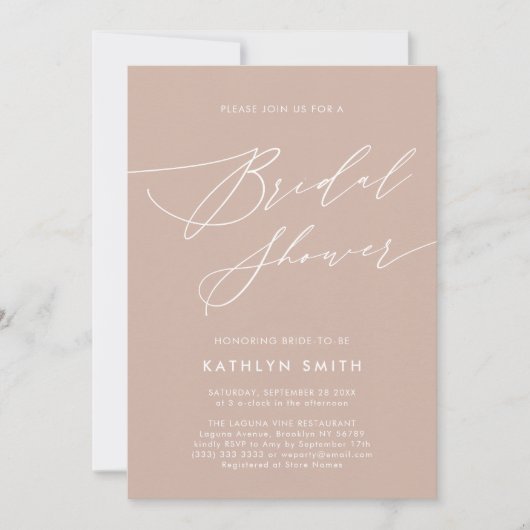 Blush Pink Elegant Script Modern Vrijgezellenfeest Kaart (Voorkant)