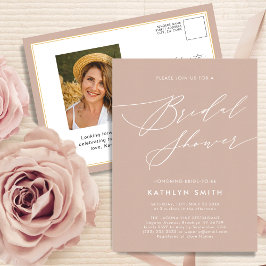 Blush Pink Elegant Script Modern Vrijgezellenfeest Uitnodiging Briefkaart